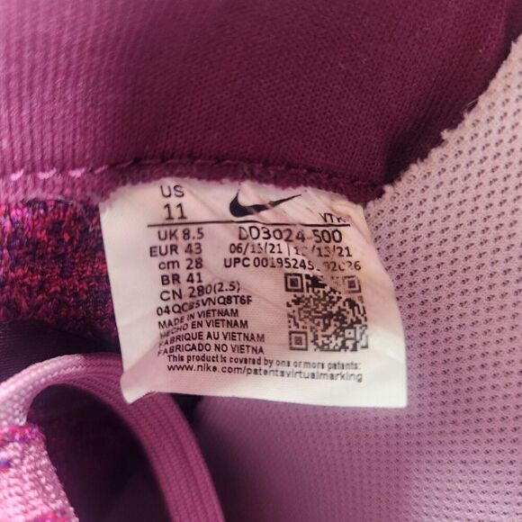 Womens 11 Nike React Infinity Run Flyknit 2 DD3024-500 Bordeaux Running Shoes - Picture 9 of 10